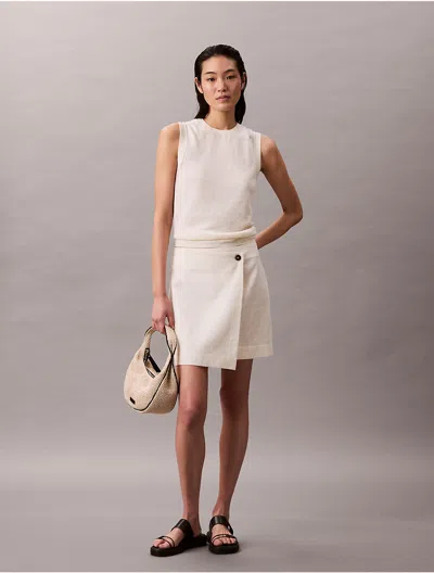 Calvin Klein Jeans Est.1978 Calvin Klein Women's Linen Cotton Blend Asymmetrical Skirt In White