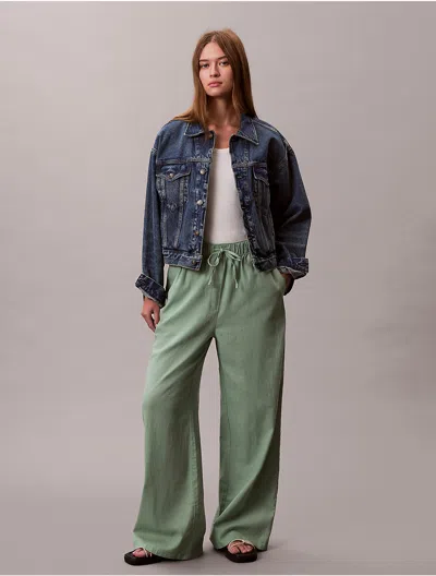 Calvin Klein Jeans Est.1978 Calvin Klein Women's Linen Cotton Pull-on Pants In Green