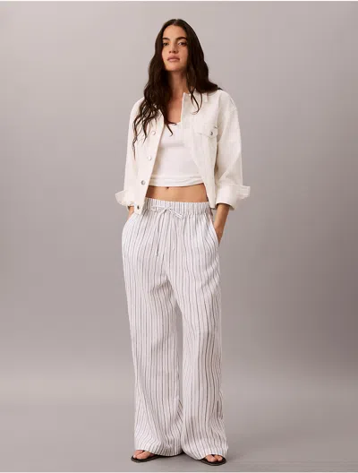 Calvin Klein Jeans Est.1978 Calvin Klein Women's Linen Cotton Pull-on Pants In White