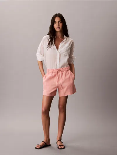 Calvin Klein Jeans Est.1978 Calvin Klein Women's Linen Cotton Pull-on Shorts In Orange