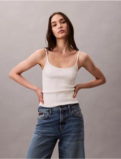 Calvin Klein Jeans Est.1978 Calvin Klein Women's Liquid Shine Ribbed Tank Top In White