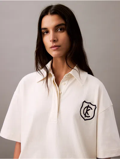 Calvin Klein Jeans Est.1978 Calvin Klein Women's Logo Crest Relaxed Polo Shirt