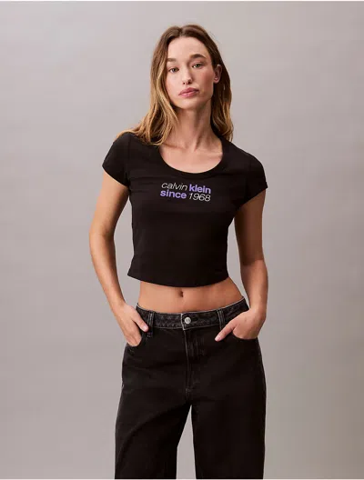 Calvin Klein Jeans Est.1978 Calvin Klein Women's Logo Graphic Baby Tee In Black