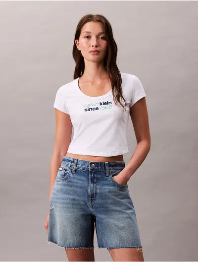Calvin Klein Jeans Est.1978 Calvin Klein Women's Logo Graphic Baby Tee In White