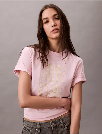 Calvin Klein Jeans Est.1978 Calvin Klein Women's Logo Graphic Boxy T-shirt In Pink
