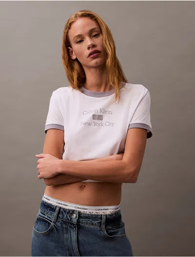 Calvin Klein Jeans Est.1978 Calvin Klein Women's Logo Graphic Cropped Classic T-shirt In Multi