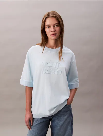 Calvin Klein Jeans Est.1978 Calvin Klein Women's Logo Graphic Cropped Relaxed T-shirt In Blue