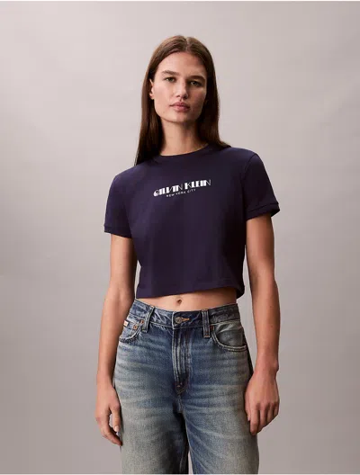 Calvin Klein Jeans Est.1978 Calvin Klein Women's Logo Graphic Cropped Slim T-shirt In Blue