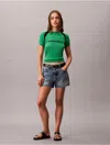 Calvin Klein Jeans Est.1978 Calvin Klein Women's Logo Graphic Raglan Sleeve Slim T-shirt In Green