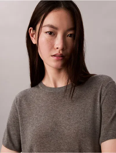 Calvin Klein Jeans Est.1978 Calvin Klein Women's Logo Graphic Raglan Sleeve Slim T-shirt In Gray