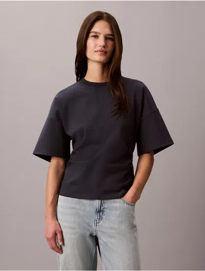 Calvin Klein Jeans Est.1978 Calvin Klein Women's Logo Jacquard Boxy T-shirt In India Ink