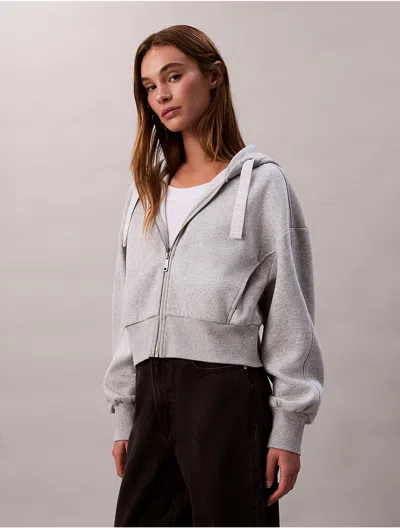 Calvin Klein Jeans Est.1978 Calvin Klein Women's Logo Tape Zip Relaxed Hoodie In Gray