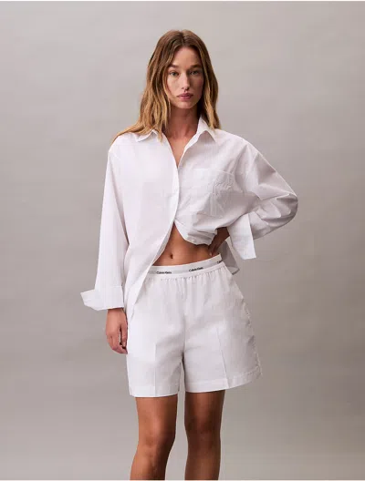 Calvin Klein Jeans Est.1978 Calvin Klein Women's Logo Waistband Cotton Shorts In White
