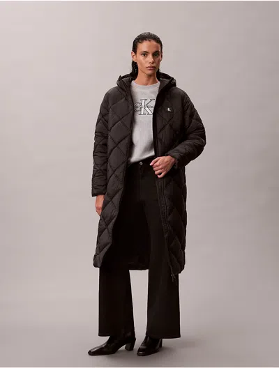 Calvin Klein Jeans Est.1978 Calvin Klein Women's Long Hooded Puffer Jacket In Black