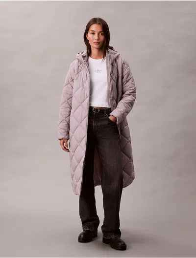 Calvin Klein Jeans Est.1978 Calvin Klein Women's Long Hooded Puffer Jacket In Pink