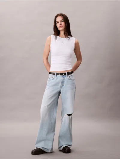 Calvin Klein Jeans Est.1978 Calvin Klein Women's Low Rise Baggy Jeans In White