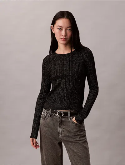 Calvin Klein Jeans Est.1978 Calvin Klein Women's Lurex Merino Wool Blend Sweater In Animal Print