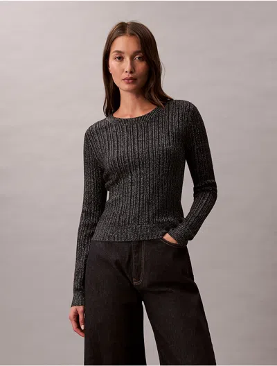Calvin Klein Jeans Est.1978 Calvin Klein Women's Lurex Merino Wool Blend Sweater In Black