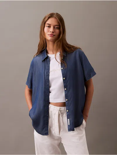 Calvin Klein Jeans Est.1978 Calvin Klein Women's Lyocell Button-down Short Sleeve Shirt