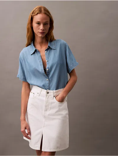 Calvin Klein Jeans Est.1978 Calvin Klein Women's Lyocell Button-down Short Sleeve Shirt