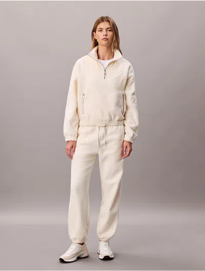 Calvin Klein Jeans Est.1978 Calvin Klein Women's Mixed Media Fleece Joggers In White