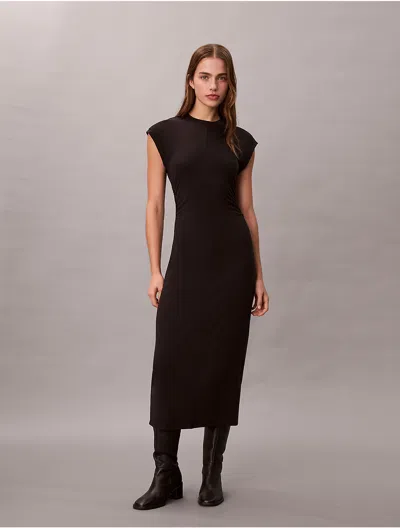 Calvin Klein Jeans Est.1978 Calvin Klein Women's Modal Blend Jersey Slim Midi Dress In Black
