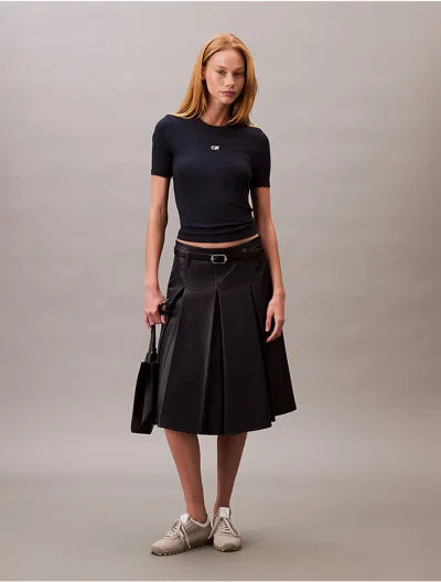 Calvin Klein Jeans Est.1978 Calvin Klein Women's Modal Stretch Monogram Logo Graphic Slim T-shirt In Black