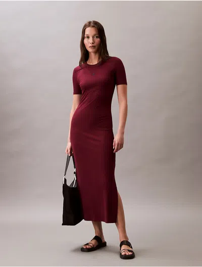 Calvin Klein Jeans Est.1978 Calvin Klein Women's Modal Stretch Rib Midi Dress In Red