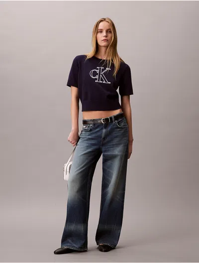 Calvin Klein Jeans Est.1978 Calvin Klein Women's Monogram Cropped Sweater In Blue