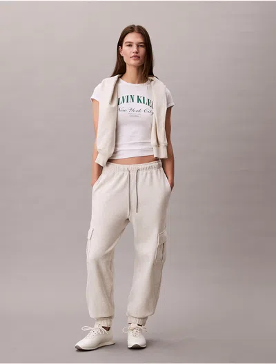 Calvin Klein Jeans Est.1978 Calvin Klein Women's Monogram Fleece Cargo Joggers In Neutral