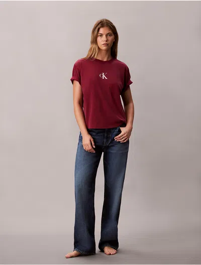 Calvin Klein Jeans Est.1978 Calvin Klein Women's Monogram Logo Boxy T-shirt In Red