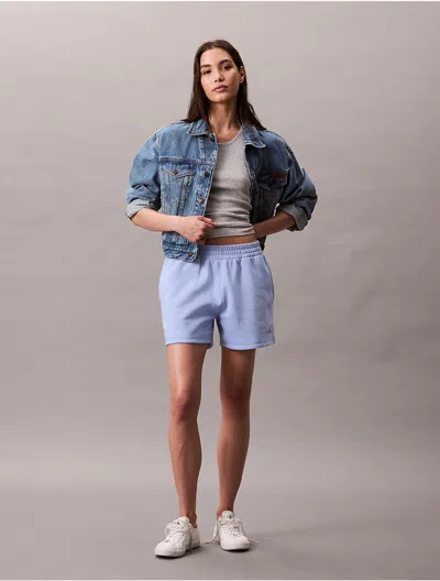Calvin Klein Jeans Est.1978 Calvin Klein Women's Monogram Logo Fleece Shorts In Blue