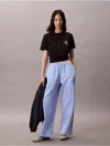Calvin Klein Jeans Est.1978 Calvin Klein Women's Monogram Logo Fleece Wide Leg Sweatpants In Blue