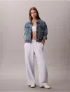 Calvin Klein Jeans Est.1978 Calvin Klein Women's Monogram Logo Fleece Wide Leg Sweatpants In Blue