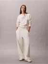 Calvin Klein Jeans Est.1978 Calvin Klein Women's Monogram Logo Fleece Wide Leg Sweatpants In White