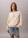 Calvin Klein Jeans Est.1978 Calvin Klein Women's Monogram Logo French Terry Relaxed Sweatshirt In Brown