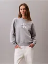 Calvin Klein Jeans Est.1978 Calvin Klein Women's Monogram Logo French Terry Relaxed Sweatshirt In Gray