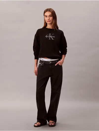 Calvin Klein Jeans Est.1978 Calvin Klein Women's Monogram Logo French Terry Relaxed Sweatshirt In Black