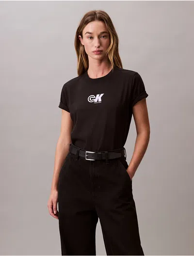 Calvin Klein Jeans Est.1978 Calvin Klein Women's Monogram Logo Graphic Slim T-shirt In Black