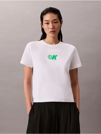 Calvin Klein Jeans Est.1978 Calvin Klein Women's Monogram Logo Graphic Slim T-shirt In White