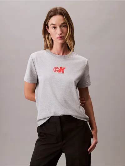Calvin Klein Jeans Est.1978 Calvin Klein Women's Monogram Logo Graphic Slim T-shirt In Gray