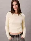 Calvin Klein Jeans Est.1978 Calvin Klein Women's Monogram Logo Long Sleeve Baby Tee In Yellow