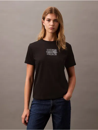 Calvin Klein Jeans Est.1978 Calvin Klein Women's Monogram Logo Overlay Graphic Classic T-shirt In Black