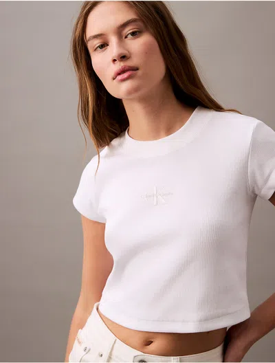 Calvin Klein Jeans Est.1978 Monologo Baby Tee In White