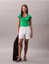 Calvin Klein Jeans Est.1978 Calvin Klein Women's Monogram Logo Shape Graphic Slim T-shirt In Green