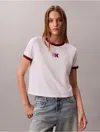 Calvin Klein Jeans Est.1978 Calvin Klein Women's Monogram Logo Slim Ringer T-shirt In White