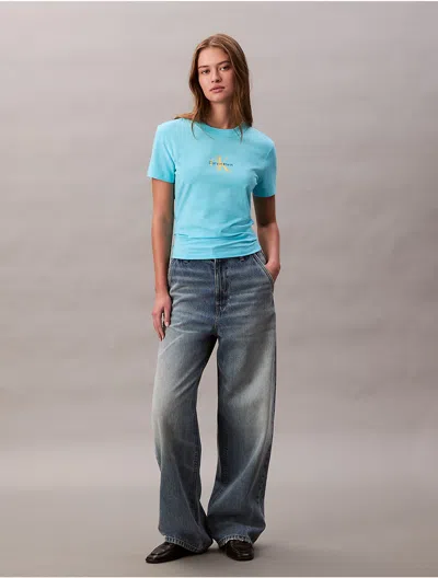Calvin Klein Jeans Est.1978 Calvin Klein Women's Monogram Logo Slim T-shirt In Blue