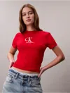 Calvin Klein Jeans Est.1978 Calvin Klein Women's Monogram Logo Slim T-shirt In Purple