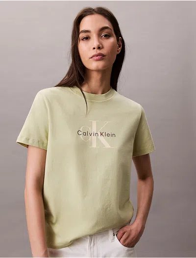 Calvin Klein Jeans Est.1978 Calvin Klein Women's Monogram Logo Tee In Green