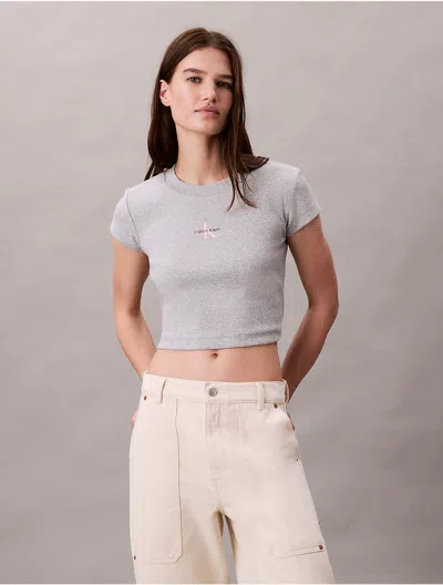Calvin Klein Jeans Est.1978 Calvin Klein Women's Monologo Baby Tee In Gray